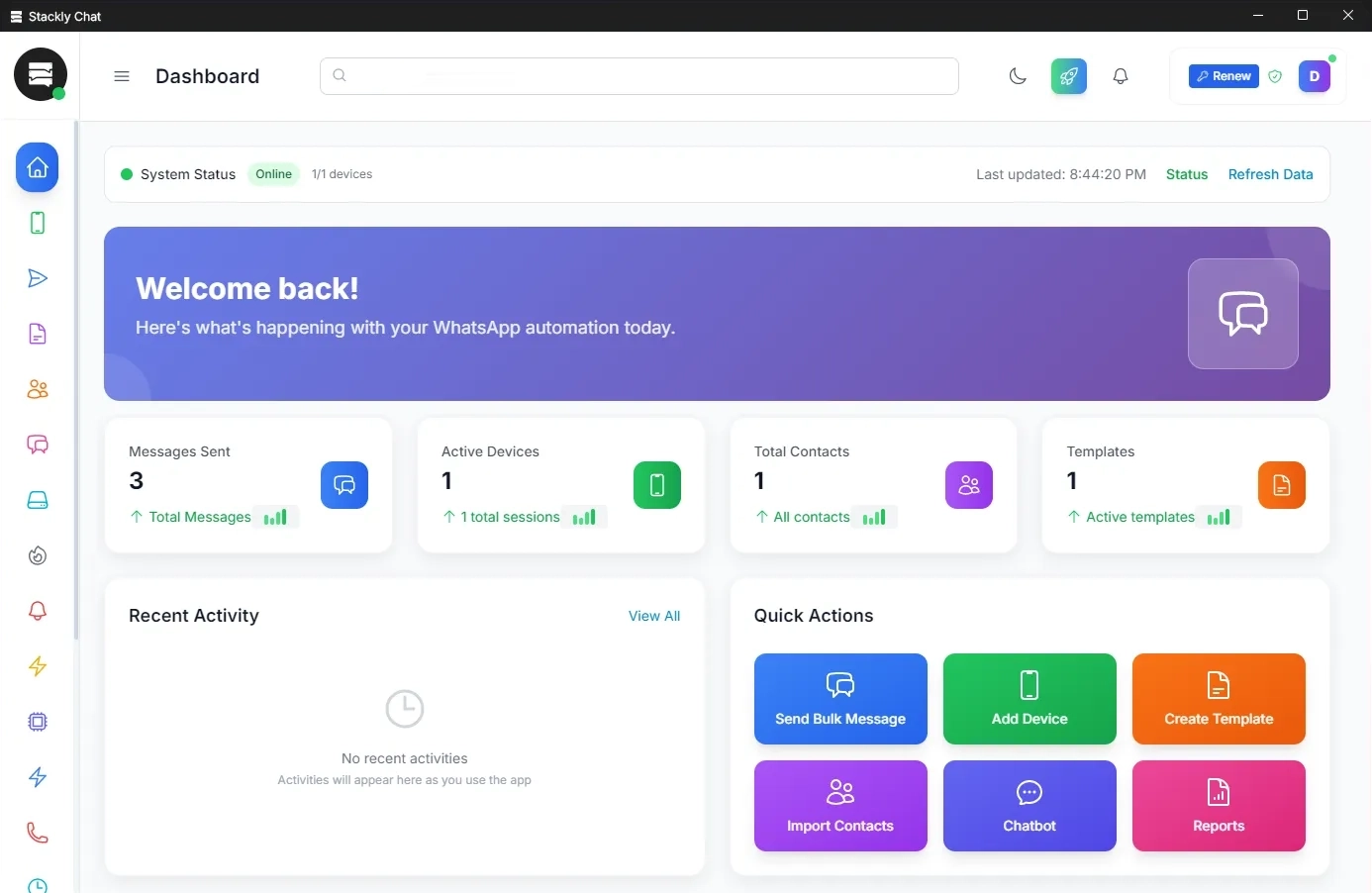 Stackly dashboard interface